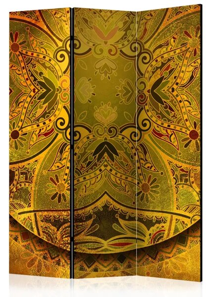 Paravento design Mandala: Forza Dorata - mandala etnica in stile Zen dorato