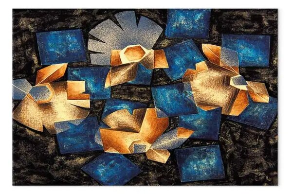 Quadro moderno Fiori geometrici - motivi floreali astratti in stile acquerello