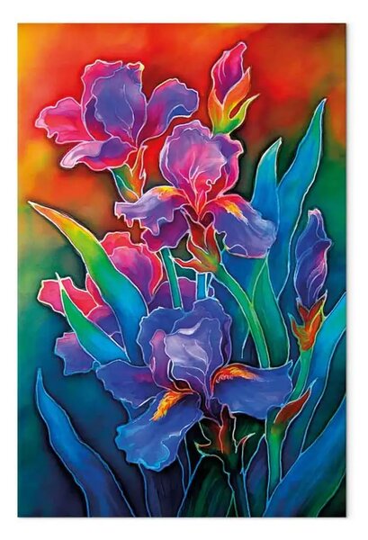 Quadro moderno Iris arcobaleno - fiori astratti al sole