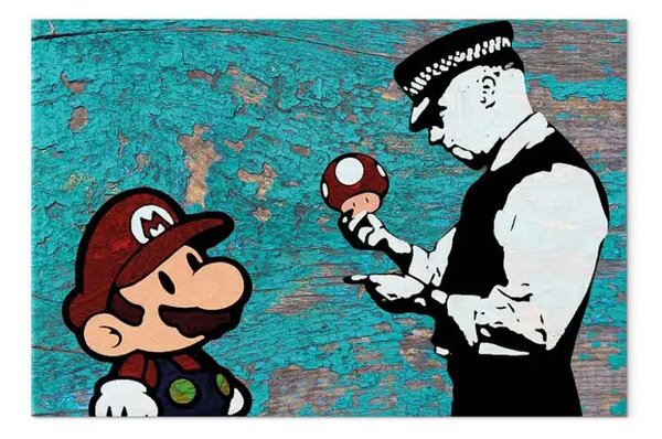 Quadro su tela Banksy su legno