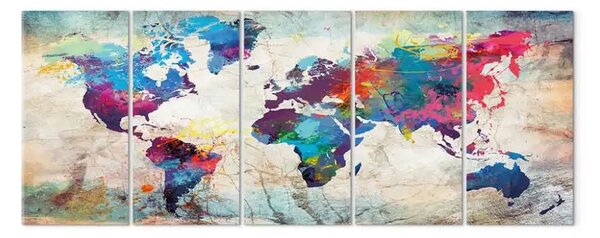 Quadro contemporaneo Mappa del mondo: muro crepato