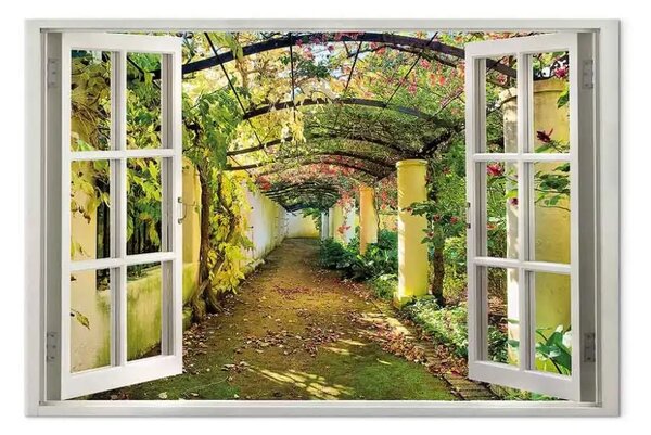 Quadro su tela Finestra: vista sulla pergola