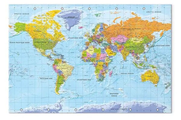 Quadro su tela Mappa del mondo: Orbis Terrarum (FR) - mappa in francese
