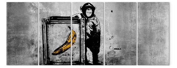 Quadro su tela Banksy: Scimmia con cornice