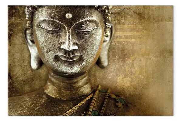 Quadro Il silenzio è d'oro - scultura orientale di Buddy in bronzo