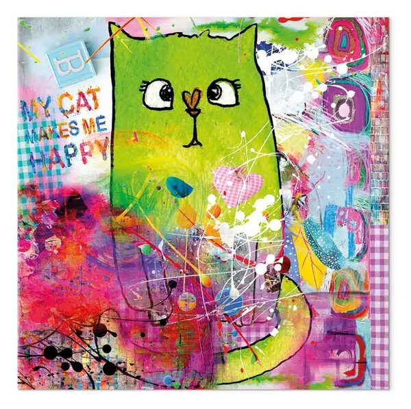 Quadro moderno Gatto pazzo - allegro e colorato per bambini