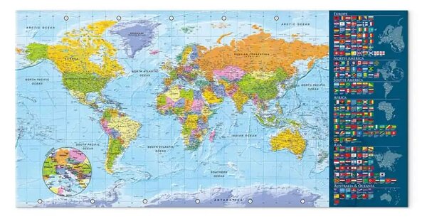 Quadro contemporaneo Mappa tradizionale - mappa colorata con bandiere
