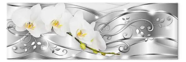 Quadro moderno Fiore argento stretto