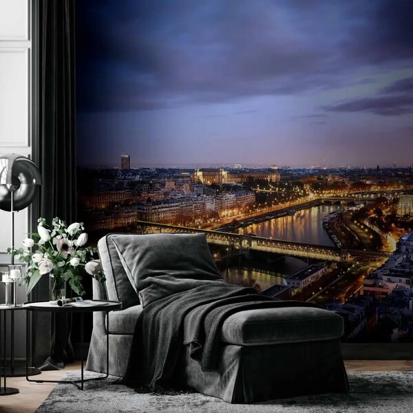 Carta da parati Architettura di Parigi - città francese di notte con Torre Eiffel