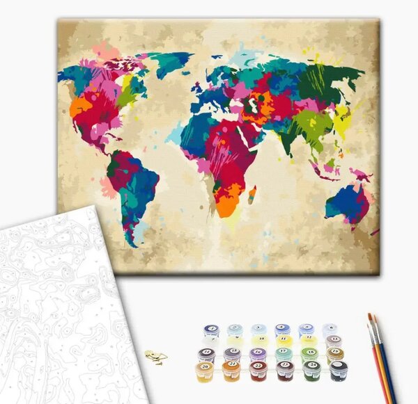 Quadro da dipingere Mappamondo (colorato)