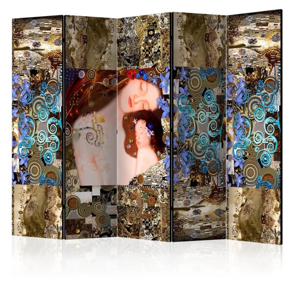 Paravento design Abbraccio Materno II - astratta rappresentazione di persone in stile Gustav Klimt