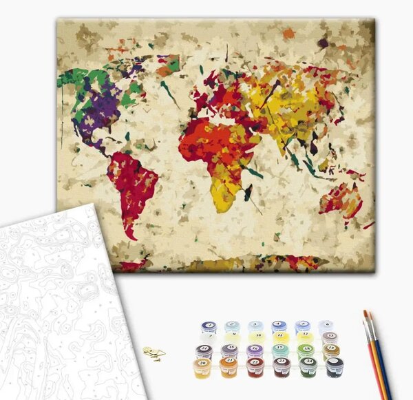 Quadro da dipingere Mappamondo (macchie variopinte)