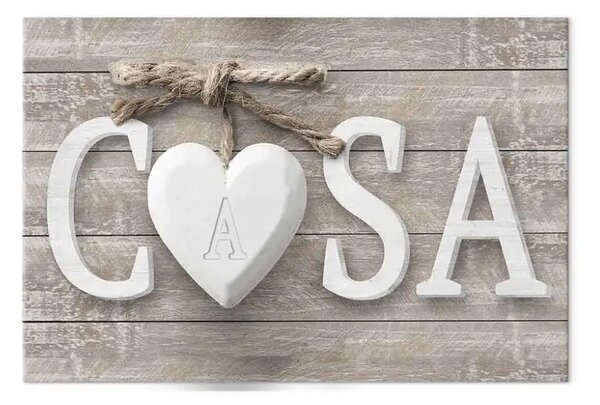 Quadro Casa largo - scritta con cuore in stile vintage