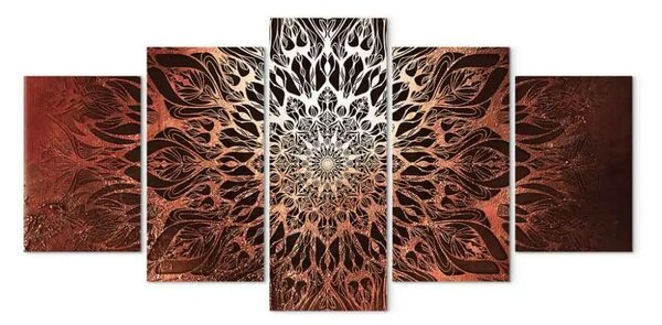 Quadro moderno Ipnosi (5 pezzi) largo - mandala orientale in atmosfera Zen