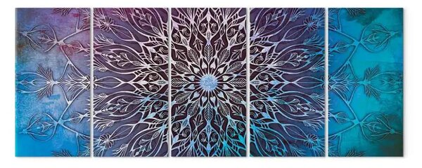 Quadro su tela Centro (5 pezzi) stretto blu - mandala stile orientale