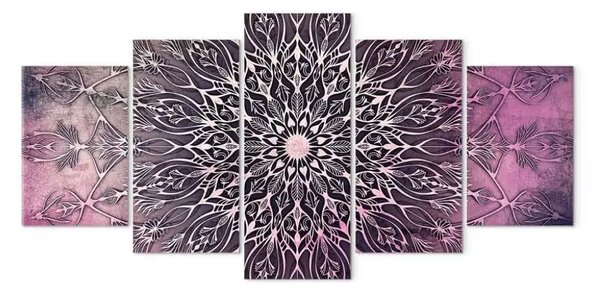 Quadro Centro (5 pezzi) largo rosa - mandala stile orientale