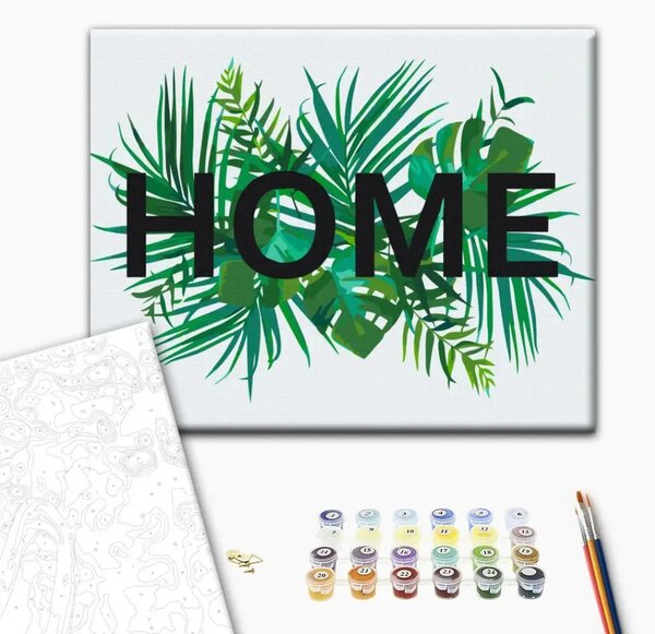 Quadro con numeri Casa su foglie