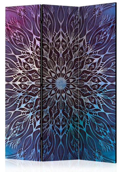 Paravento separè Centro blu - mandala orientale multicolore in stile Zen