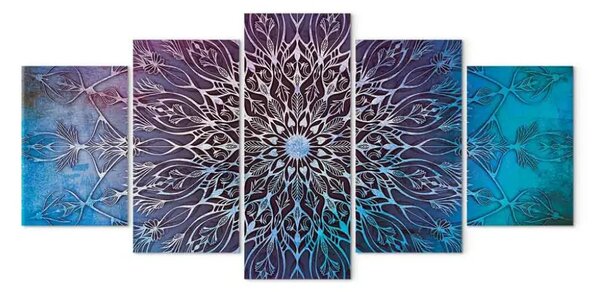 Quadro contemporaneo Centro (5 pezzi) largo blu - mandala stile orientale
