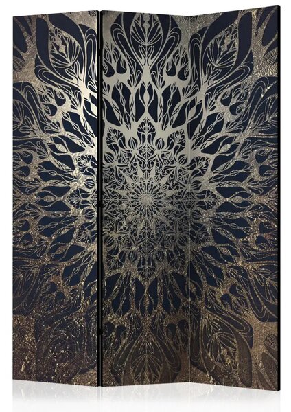 Paravento separè Ragnatela marrone - mandala orientale con delicato colore dorato
