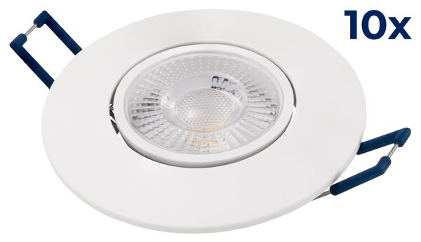 Faretto da incasso a LED CCT bianco caldo, bianco neutro, bianco freddo | McShine EL-313C | cornice bianca 4,5W, orientabile, 450 lumen, Ø90x25mm 10 pezzi