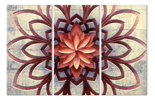 Quadro su tela Mulino a vento (3 pezzi) - mandala astratta stile Zen su cemento