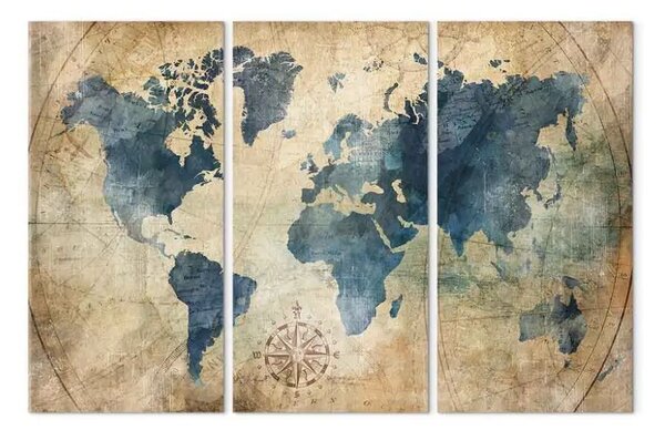 Quadro su tela Mappa retrò (3 pezzi)