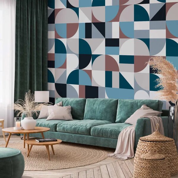 Carta da parati design Mosaico geometrico (blu)