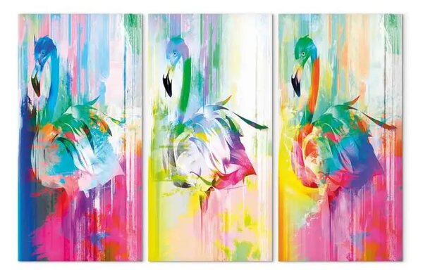 Quadro contemporaneo Fenicotteri colorati (3 pezzi)