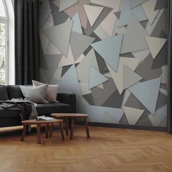 Carta da parati moderna Puzzle astratto - composizione geometrica con triangoli beige