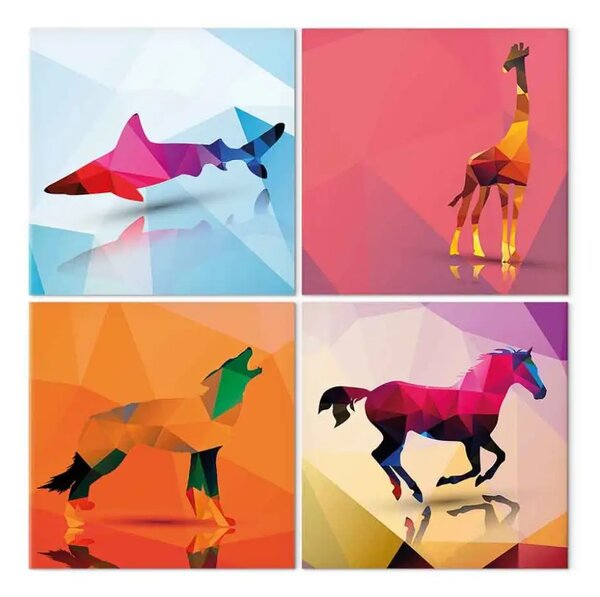 Quadro moderno Animali geometrici (4 pezzi)