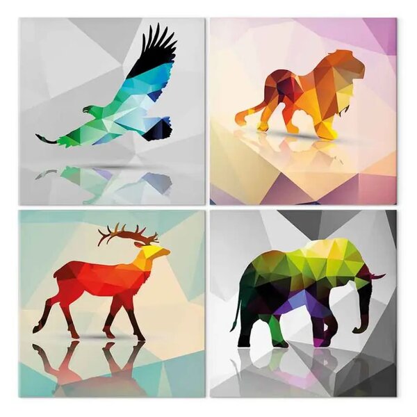 Quadro moderno Animali colorati (4 pezzi)