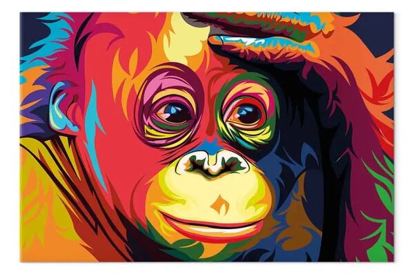 Quadro Orangutan colorato largo