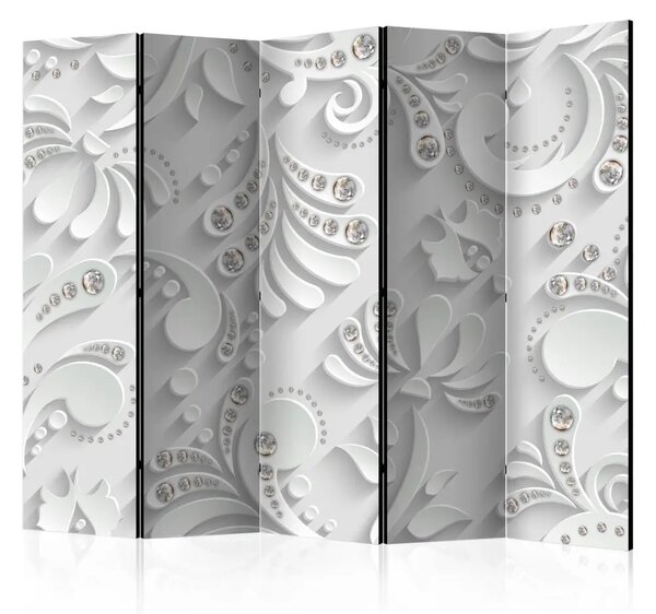 Paravento design Fiori cristallini II - disegni con cristalli su sfondo bianco