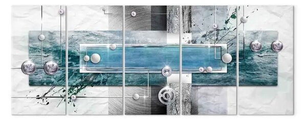 Quadro contemporaneo Meccanismo del mistero (5 pezzi) blu stretto