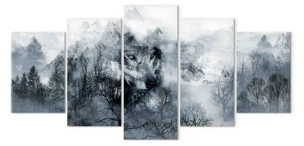Quadro contemporaneo Predatore delle montagne (5 pezzi) largo