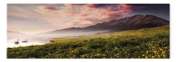 Quadro su tela Lago Sayram stretto - paesaggio montano