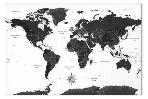 Quadro moderno Mappa in bianco e nero largo