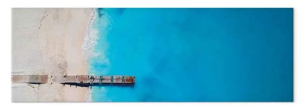 Quadro su tela Mare e molo blu stretto