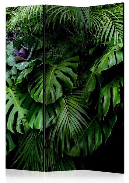 Paravento design Foreste pluviali - paesaggio di foglie tropicali su sfondo di giungla