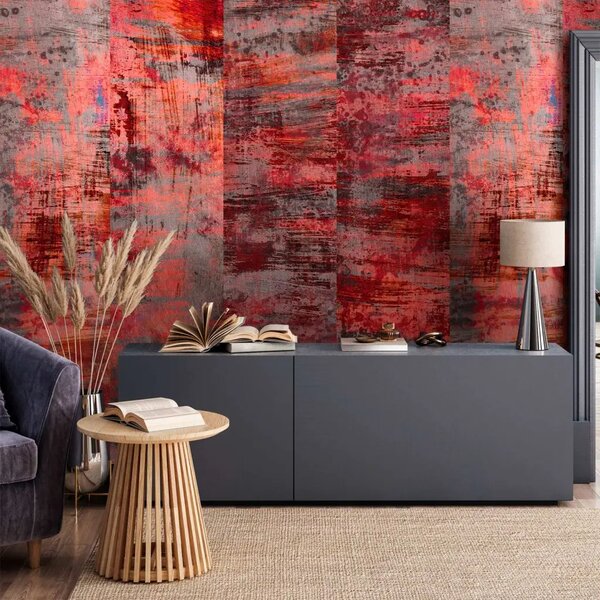Carta da parati design Metallo rosso