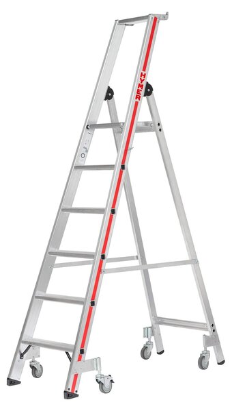 Scala a pioli Hymer con piattaforma e rotelle, 5 gradini
