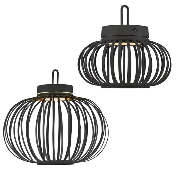 Set da 2 lampade a sospensione/da tavolo a LED ricaricabili, dimmer touch, diametro 25/36 cm