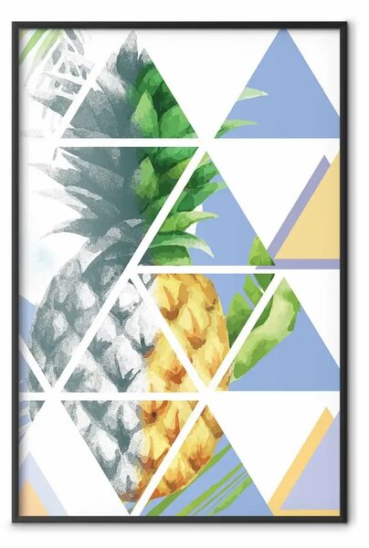 Poster: Ananas geometrico - composizione astratta con frutto tropicale