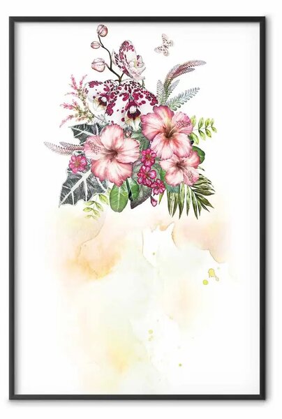 Poster: Bouquet colorato - composizione in fiori colorati e acquerelli