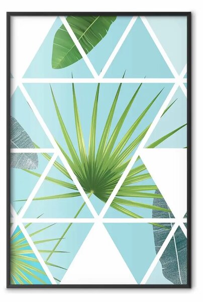 Poster: Palma geometrica - foglie su sfondo di triangoli