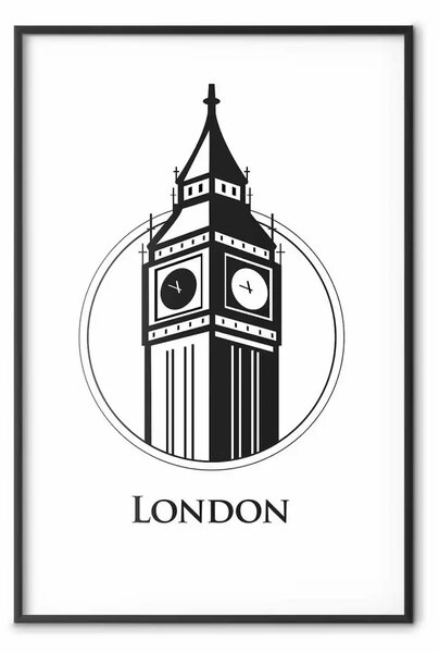Poster: Londra - Big Ben e scritta in inglese