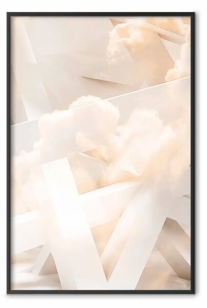Poster: Astrazione con nuvole - lettere geometriche e nuvole