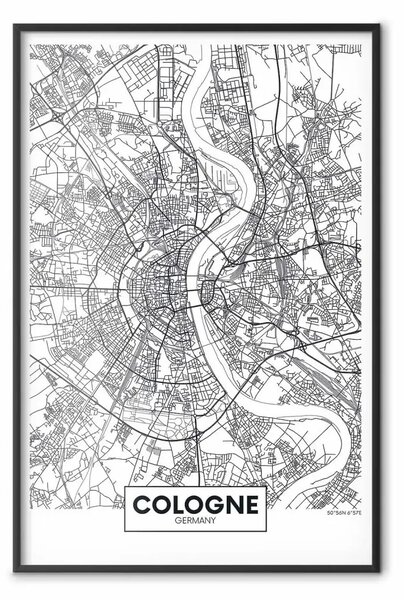 Poster: Mappa di Colonia - mappa della città tedesca