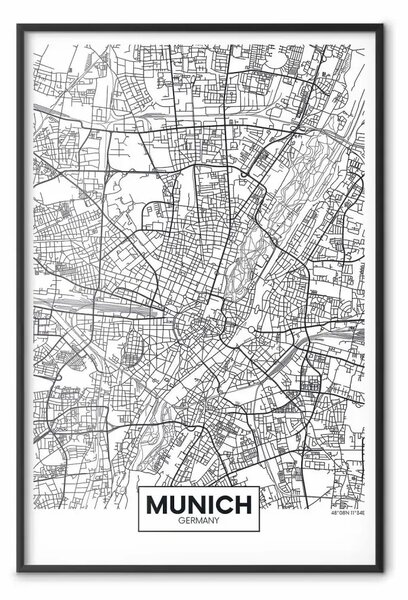 Poster: Mappa di Monaco - mappa della città tedesca